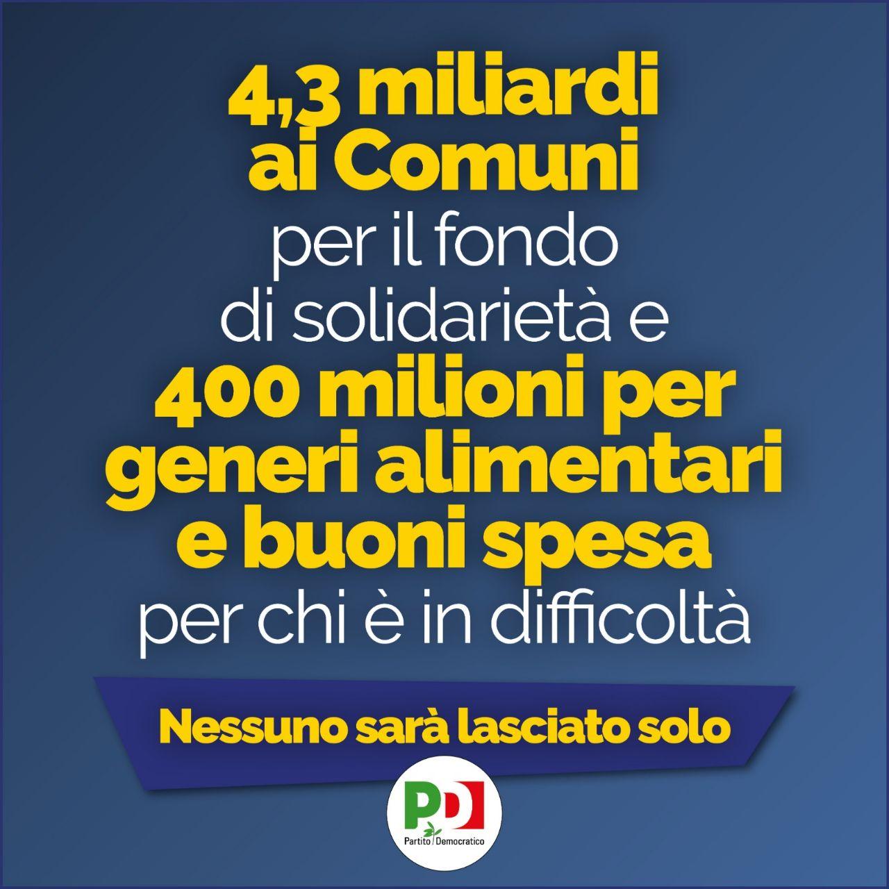 🛑 Una misura di sostegno alla tenuta sociale del Paese Ora i comuni facciano un lavoro efficiente e trasparente di distribuzione